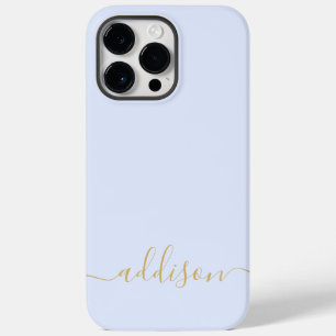 Girly Blue Monogram Modern Script Personalized Case-Mate iPhone 14 Pro Max Case
