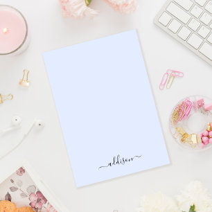 Girly Blue Monogram Modern Script Personalized Post-it Notes
