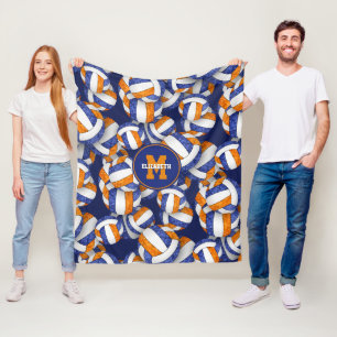 girly blue orange volleyball team colours fleece blanket