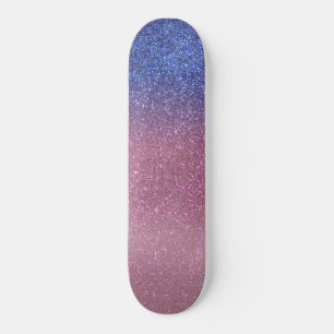 Girly Blue Pink Sparkly Glitter Ombre Gradient Skateboard
