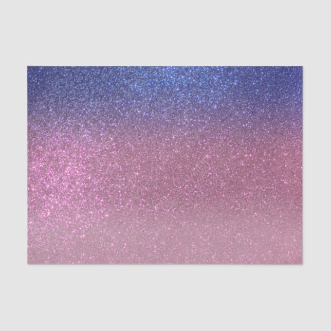 Girly Blue Pink Sparkly Glitter Ombre Gradient Tissue Paper (Front)