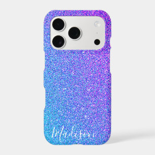 Girly Blue Purple Glitter Sparkle Ombre Name
