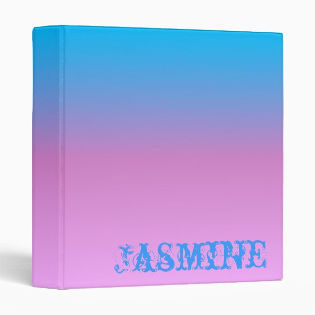 Girly Blue Raspberry and Bubblegum Pink Ombre Binder (Front/Spine)