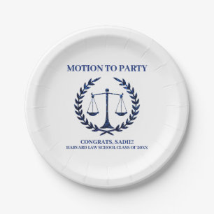 Girly Blue Sparkle Law School Graduation Paper Plate