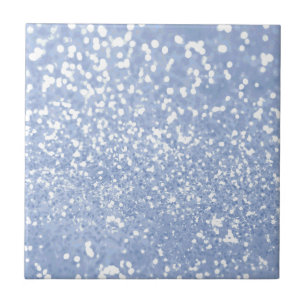 Girly Blue White Abstract Glitter Photo Print Tile