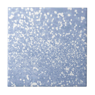 Girly Blue White Abstract Glitter Photo Print Tile