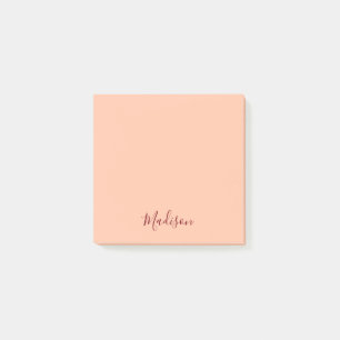 Girly Blush Pink Burgundy Script Personalized  Post-it Notes