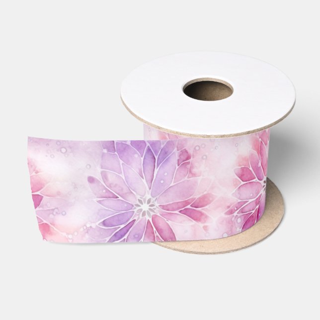 Girly Blush Pink Chic Lavender Floral Birthday Satin Ribbon (Spool)