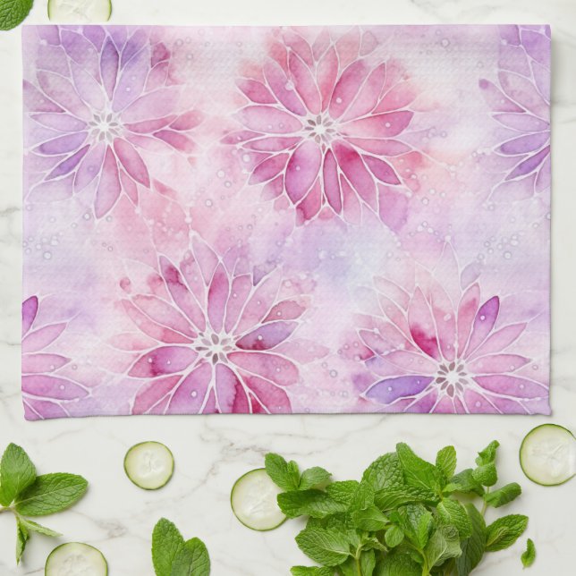Girly Blush Pink Chic Lavender Floral   Kitchen Towel (Folded)