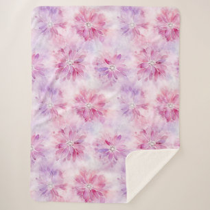 Girly Blush Pink Chic Lavender Floral   Sherpa Blanket