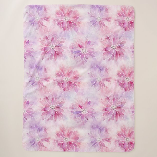 Girly Blush Pink Chic Lavender Floral   Sherpa Blanket (Front)