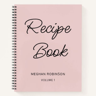 Girly Blush Pink Cookbook Personalized Recipe Notebook
