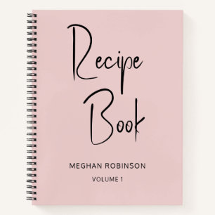 Girly Blush Pink Cookbook Personalized Recipe Notebook