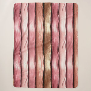 Girly Blush Pink Cream Gold Peach Stripes Sherpa Blanket