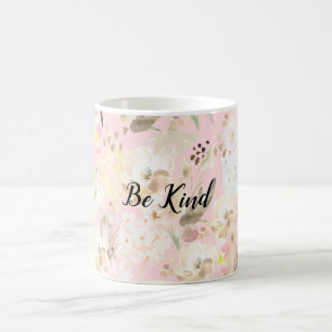 Girly Blush Pink Cream White Floral Coffee Mug