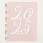 Girly blush pink custom script year typography planner<br><div class="desc">Girly blush pink and white custom script year typography cute stylish elegant Planner.
Fully customizable white script text,  blush pink solid plain background.
You can personalized it with your initials,  monogram,  year,  etc or just delete the text,  and leave the blush pink solid plain colour.</div>