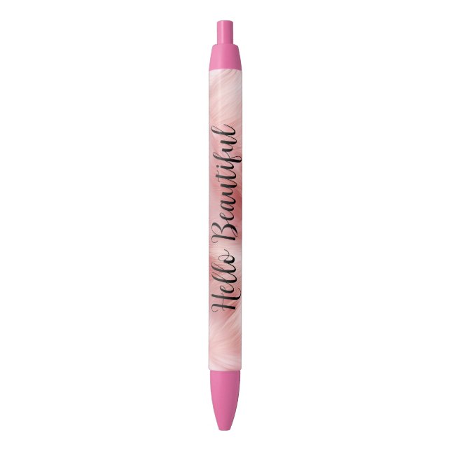 Girly Blush Pink Faux Fur Wrapping Paper Black Ink Pen (Front Vertical)