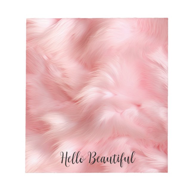 Girly Blush Pink Faux Fur Wrapping Paper Notepad (Front)