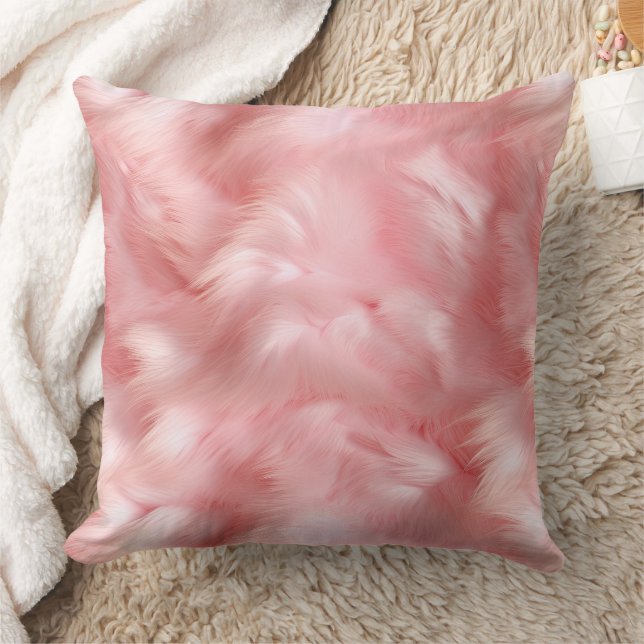 Girly Blush Pink Faux Fur Wrapping Paper Throw Pillow (Blanket)