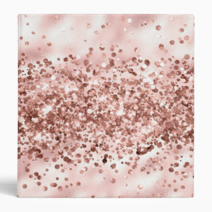 Girly Blush Pink Glam Glitzy Confetti Glitter Binder