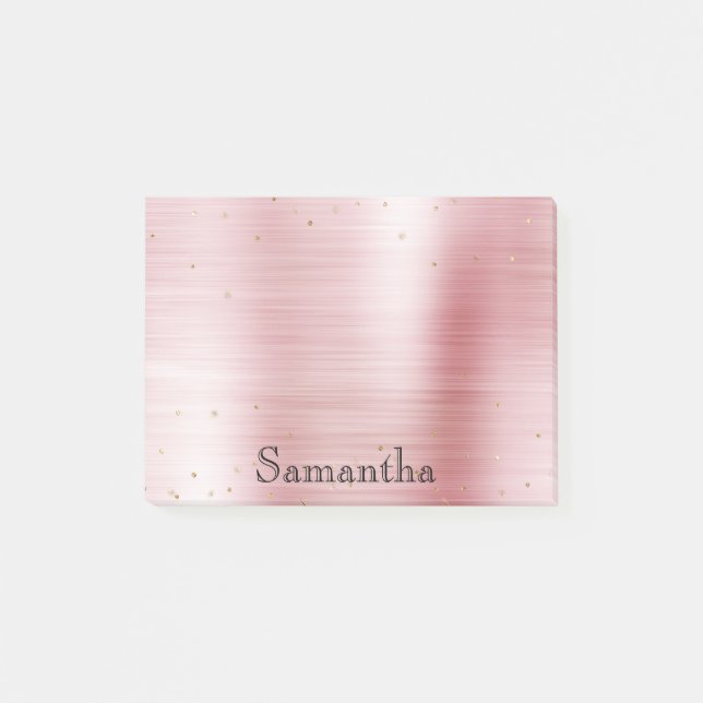 Girly Blush Pink Glam Gold Sparkle Confetti Post-it Notes (Front)