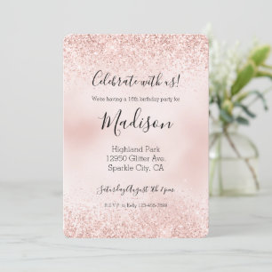 Girly Blush Pink Glitz Glitter Sparkle Invitation