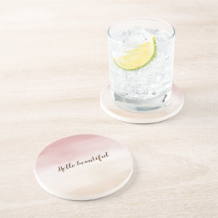 Girly Blush Pink Gold Cream Ombre Coaster