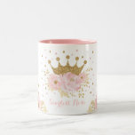 Girly Blush Pink Gold Crown Royal Princess Two-Tone Coffee Mug<br><div class="desc">Feminine princess themed coffee mug</div>
