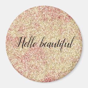 Girly Blush Pink Gold Glitter Print     Magnet