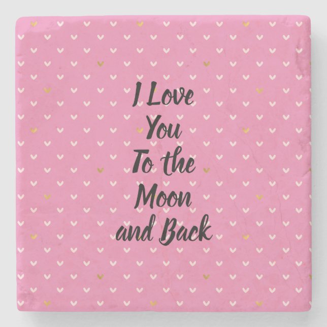 Girly Blush Pink Gold Hearts Stone Coaster (Front)