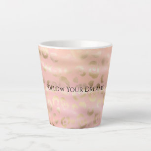 Girly Blush Pink Gold Leopard Animal Latte Mug