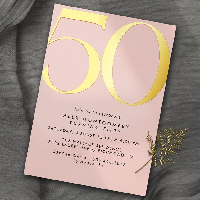 Girly Blush Pink & Gold | Women's 50th Birthday (Creator Uploaded)