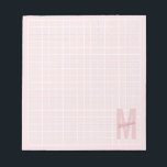 Girly blush pink grid pattern monogram name notepad<br><div class="desc">Girly blush pink grid pattern monogram name</div>