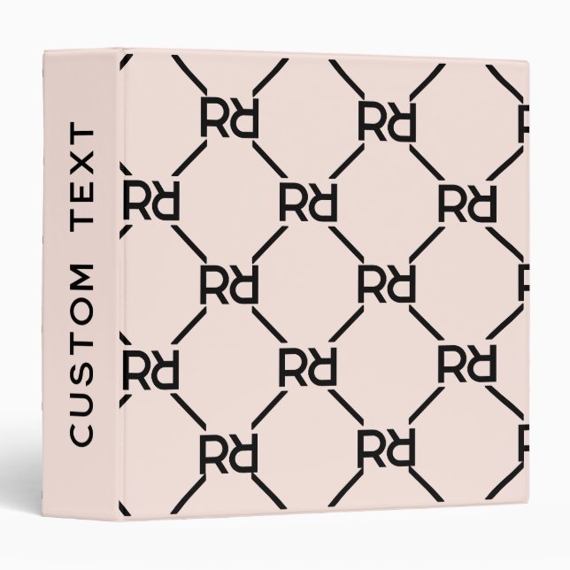 Girly Blush Pink Monogram Elegant Luxury Binder (Front/Spine)