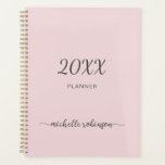 Girly Blush Pink Monogram Name Script 2023 Planner<br><div class="desc">Minimalist Simple Girly Feminine Clean Blush Pink Monogram Name Signature Script Custom Personalized 2023 or any year Planner. This design featuring your first name in a pretty hand lettered style swash tail font signature typography (or calligraphy) on dusty pink or light pastel blush pink background. These are easy to customize...</div>