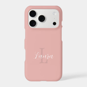 Girly blush pink monogram name script personalized