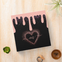 Girly Blush Pink Paint Drip Glitter Monogrammed