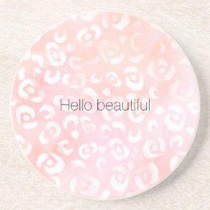 Girly Blush Pink Peach Gold Leopard Animal Coaster