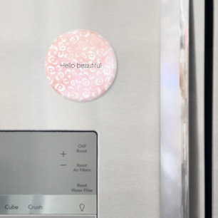 Girly Blush Pink Peach Gold Leopard Animal Magnet