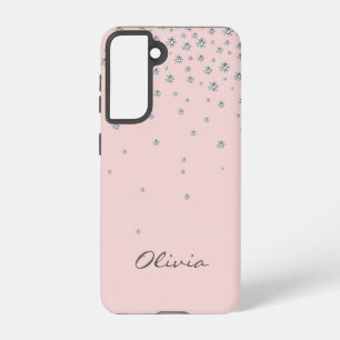 Girly Blush Pink Personalizable Name Samsung Galaxy Case