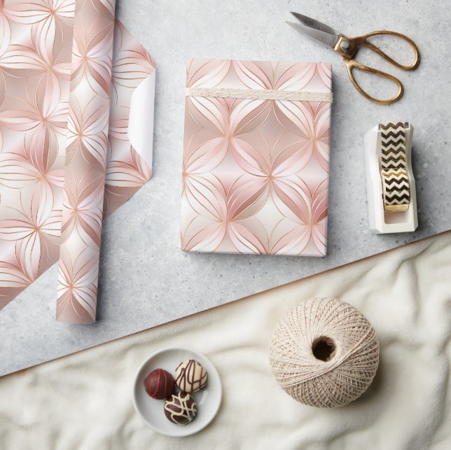 Girly Blush Pink Rose Gold Abstract  Wrapping Paper (Crafts)