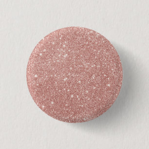 Girly Blush Pink Rose Gold Glitter 1 Inch Round Button