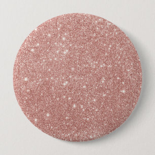 Girly Blush Pink Rose Gold Glitter 4 Inch Round Button