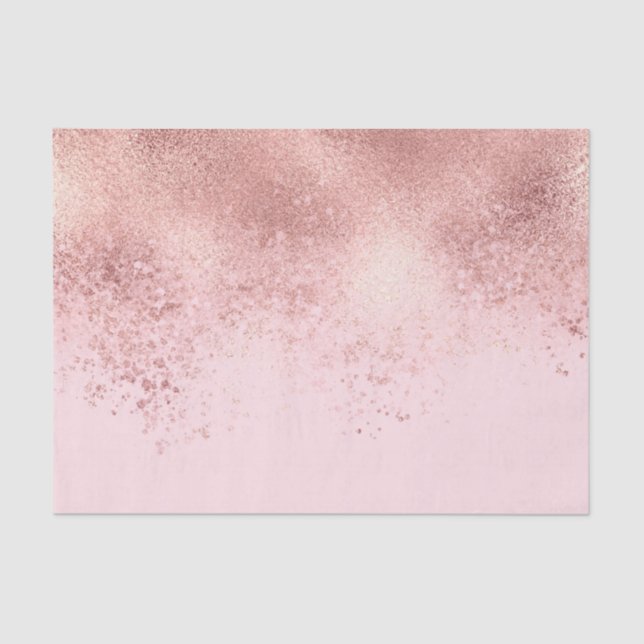 Girly Blush Pink Rose Gold Sprayed Confetti Ombre Tissue Paper (Front)