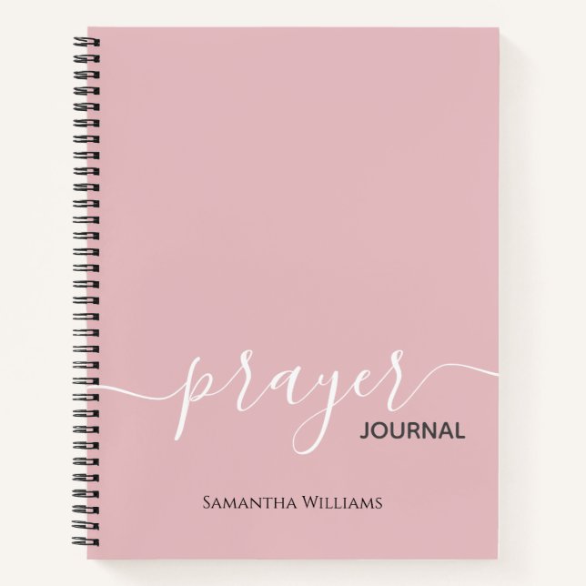 Girly Blush Pink Script Prayer Journal Diary (Front)