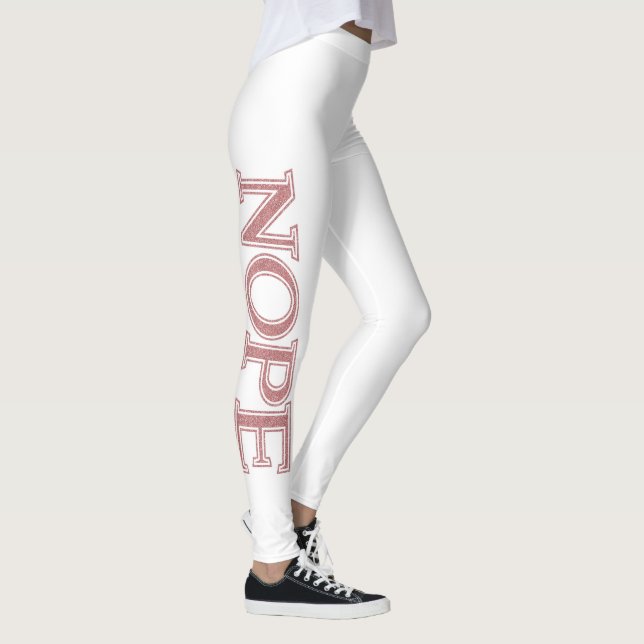 Girly Blush Pink Silver Glitter Sarcastic Nope Leggings (Right)