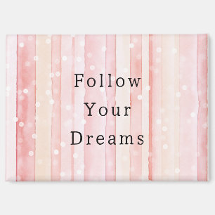 Girly Blush Pink Stripes White Dots Dreams Magnet