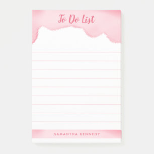 Girly Blush Pink Watercolor Name To Do List Post-it Notes