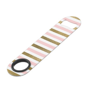 Girly Blush Pink, White and Gold Foil Pattern Bar Key