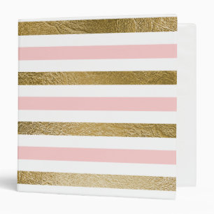Girly Blush Pink, White and Gold Foil Pattern Binder